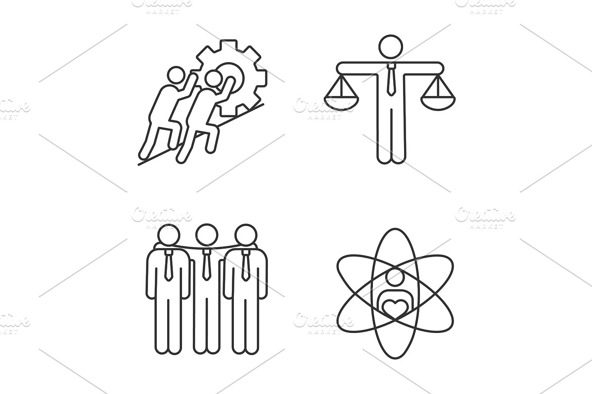 Business ethics linear icons set in Icons - product preview 8
