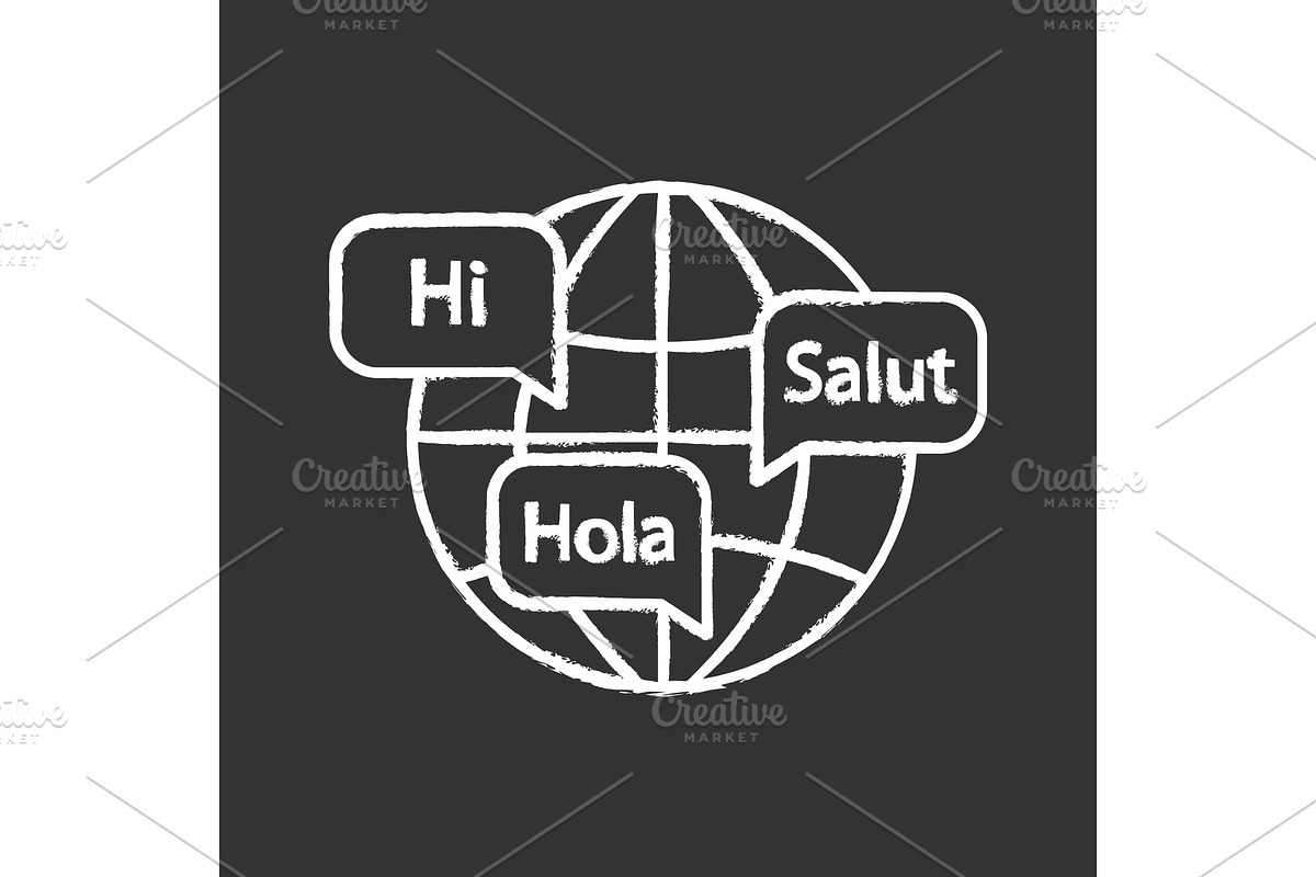 World languages chalk icon in Icons - product preview 8