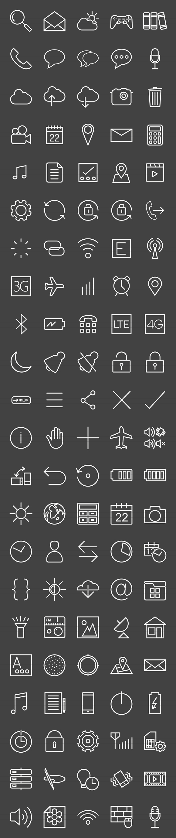 110 Mobile Apps Line Inverted Icons in Graphics - product preview 1