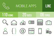 110 Mobile Apps Green & Black Icons
