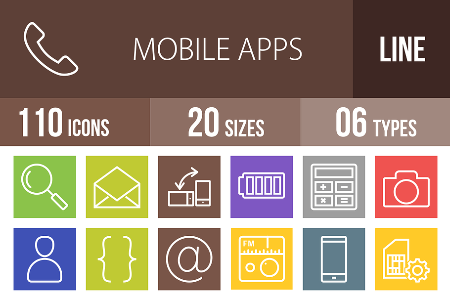 110 Mobile Apps Line Multicolor Icon in Graphics - product preview 8