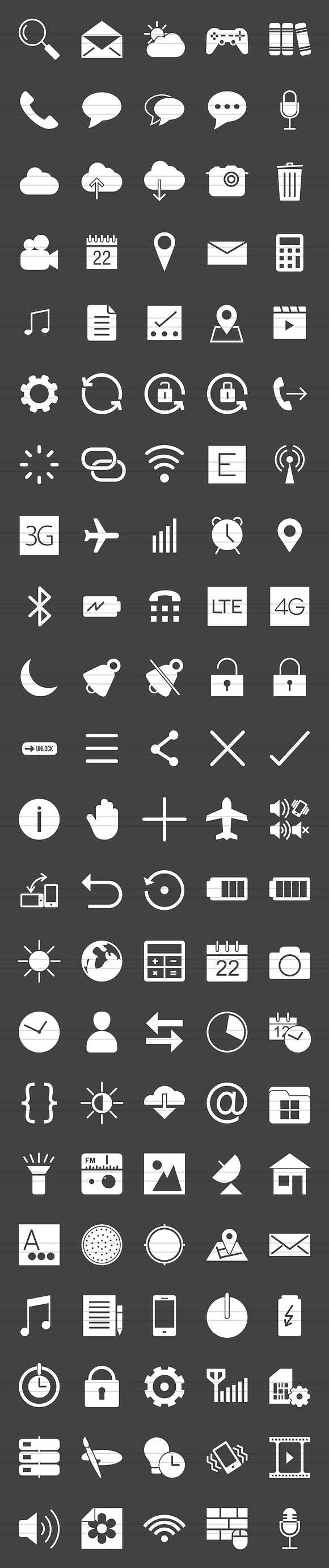 110 Mobile Apps Glyph Inverted Icons in Graphics - product preview 1