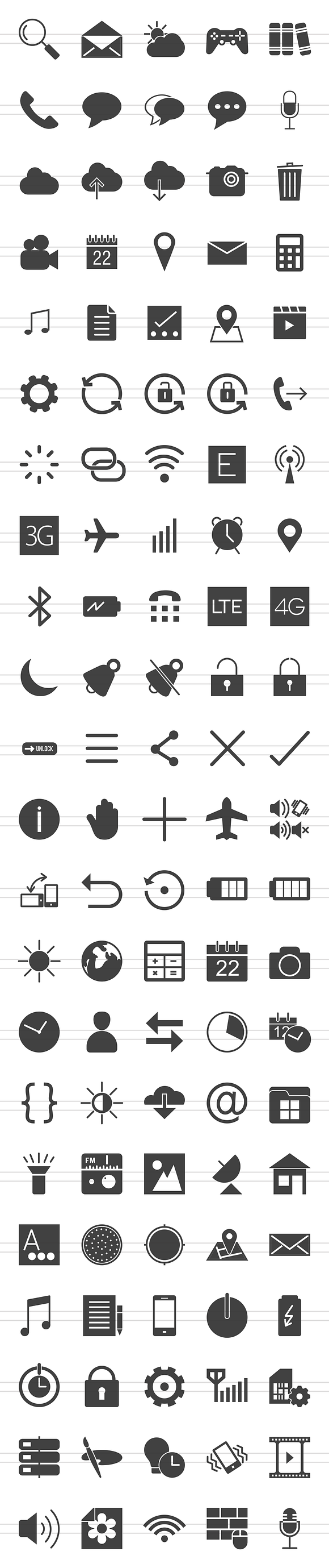 110 Mobile Apps Glyph Icons in Graphics - product preview 1