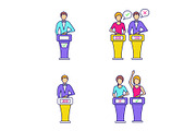 Quiz show color icons set
