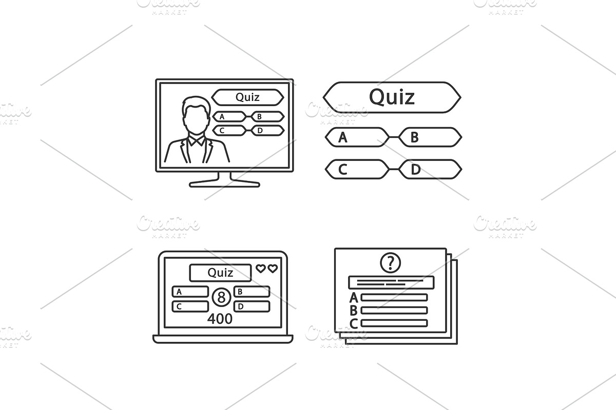 Quiz show linear icons set in Icons - product preview 8