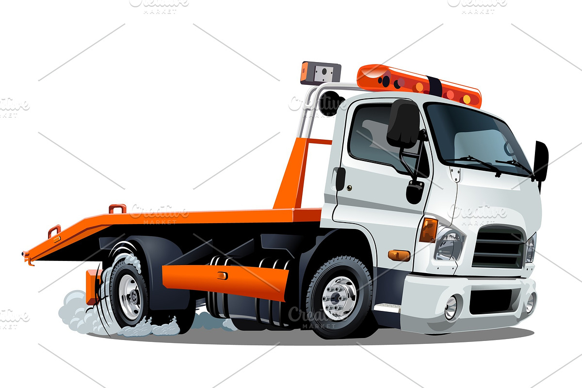 Cartoon tow truck isolated on white in Illustrations - product preview 8