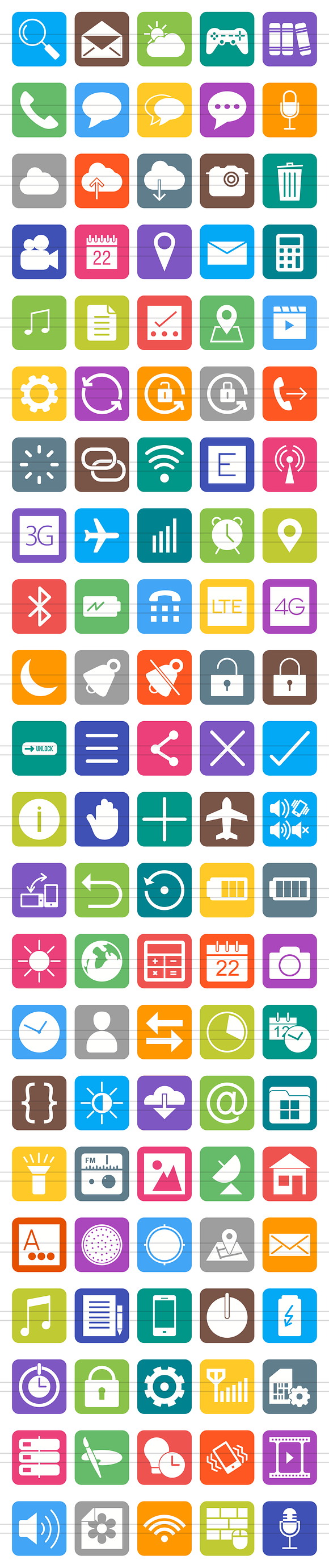 110 Mobile Apps Flat Round Corner in Icons - product preview 1