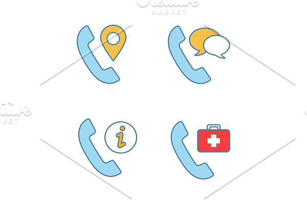 Phone services color icons set