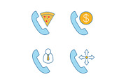 Phone services color icons set