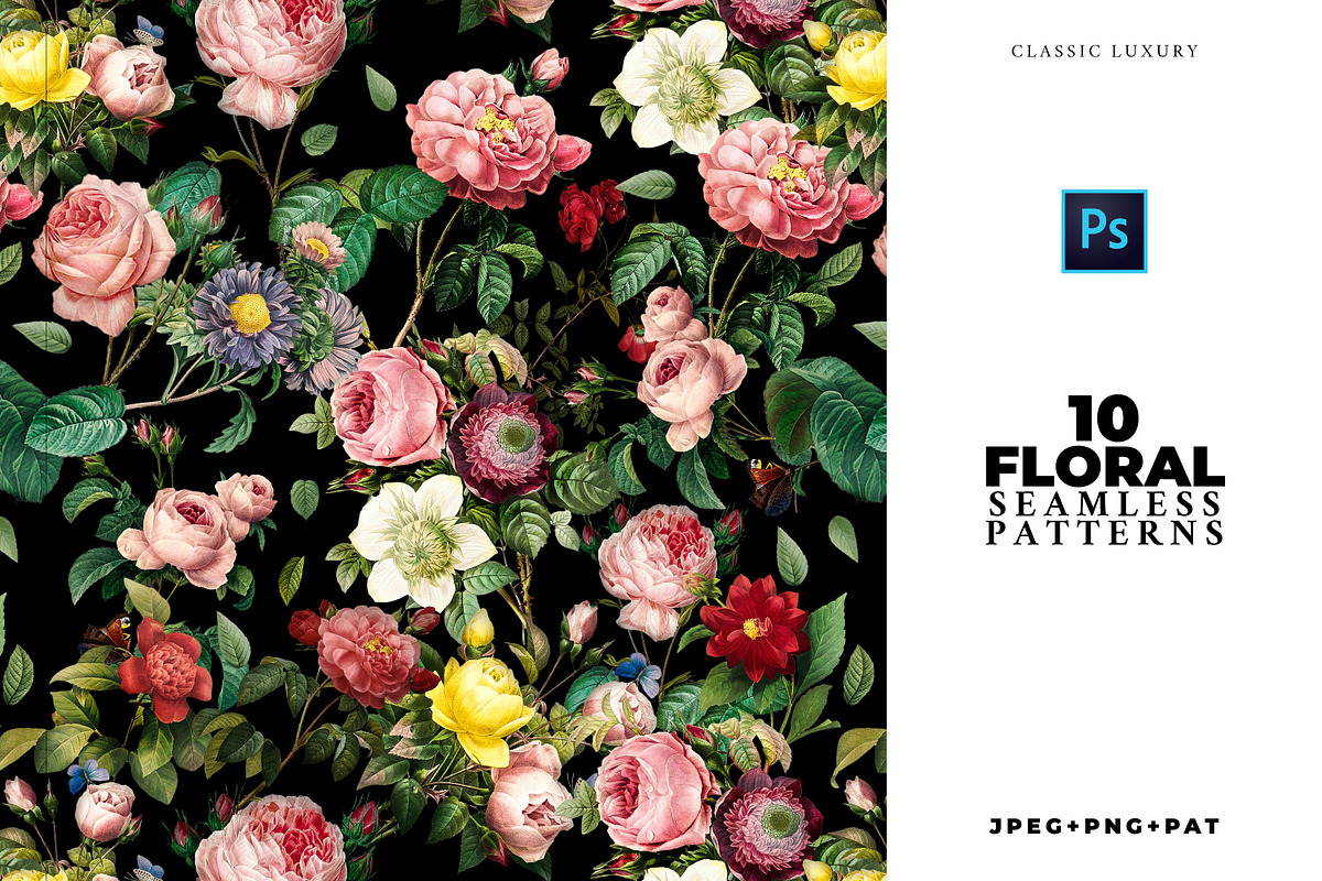 ELEGANT 10 Seamless Flower Patterns in Patterns - product preview 8