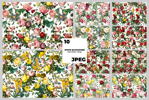 ELEGANT 10 Seamless Flower Patterns in Patterns - product preview 4