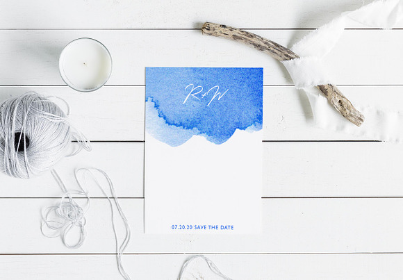 Bright Blue Watercolor Textures in Textures - product preview 5