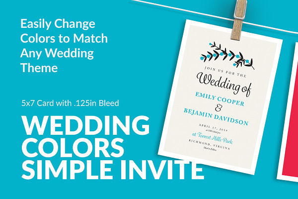 Wedding Colors Simple Invite 5x7