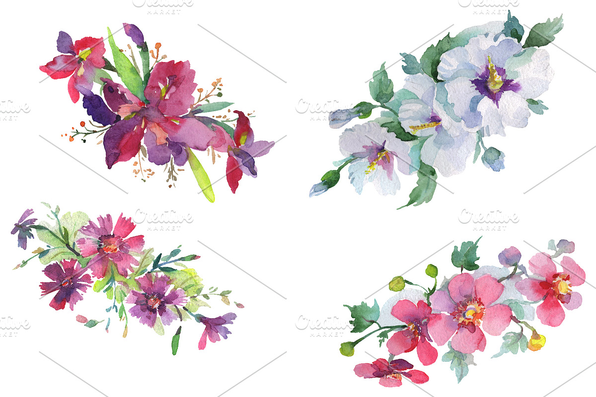 Bouquet The first smile watercolor in Illustrations - product preview 8