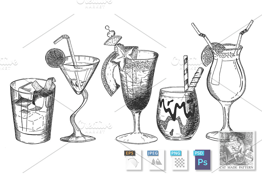 Cocktail set in Illustrations - product preview 8