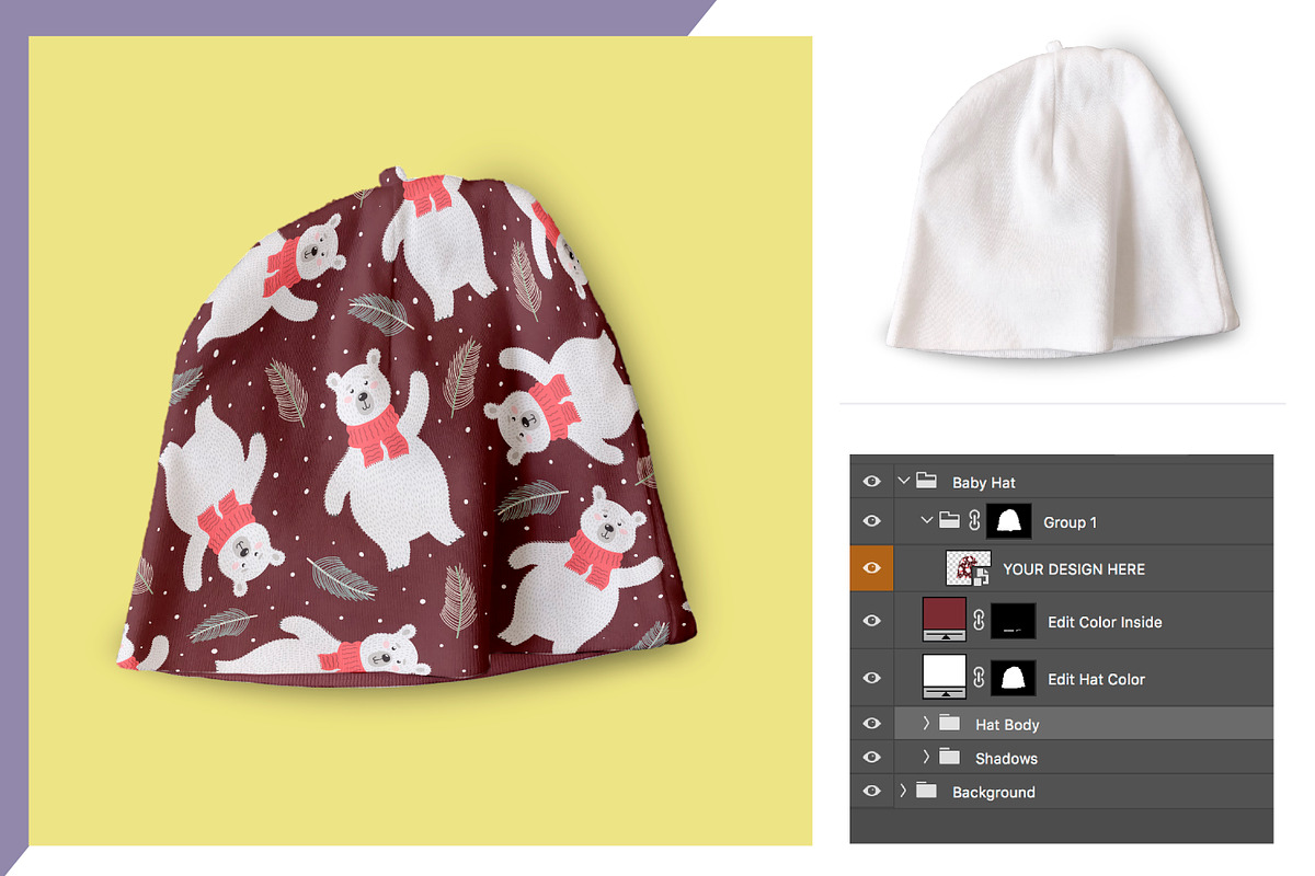Baby Hats Mockup in Product Mockups - product preview 8