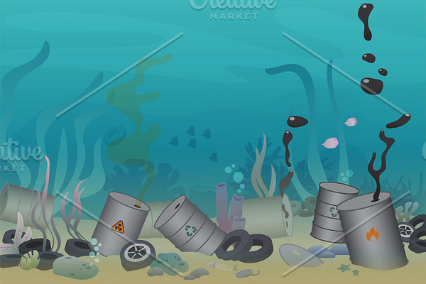 Ocean pollution concept illustration