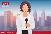 Newscaster woman reports news