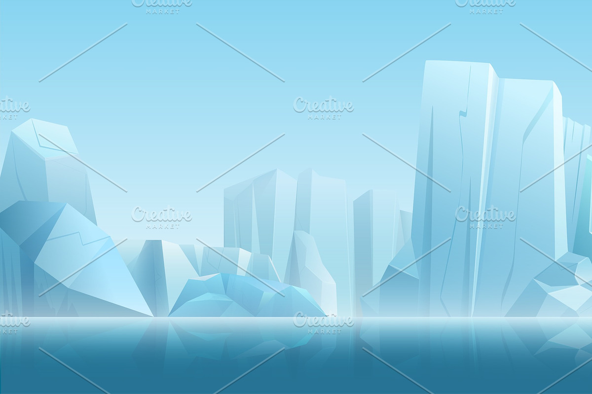 Arctic icebergs mountains landscape in Illustrations - product preview 8