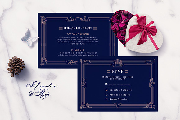 ART DECO WEDDING INVITATION SUITES in Wedding Templates - product preview 2