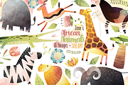 Watercolor African Animals Clipart