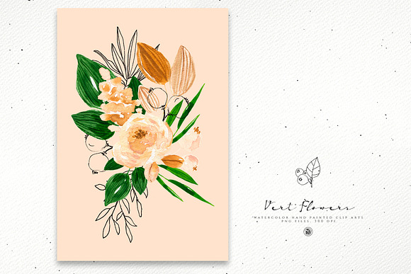 Vert Watercolor Flowers in Illustrations - product preview 4