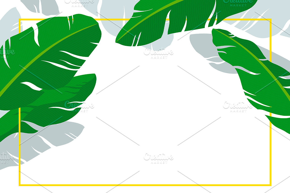 Banana leaves with line frame in Illustrations - product preview 8