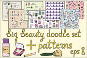 Vector doodle set Beauty elements.