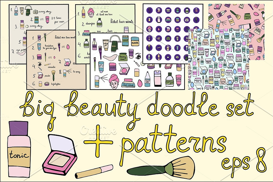 Vector doodle set Beauty elements. in Illustrations - product preview 8