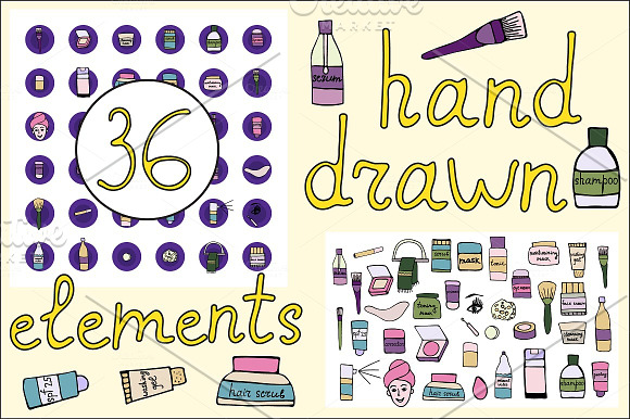 Vector doodle set Beauty elements. in Illustrations - product preview 2