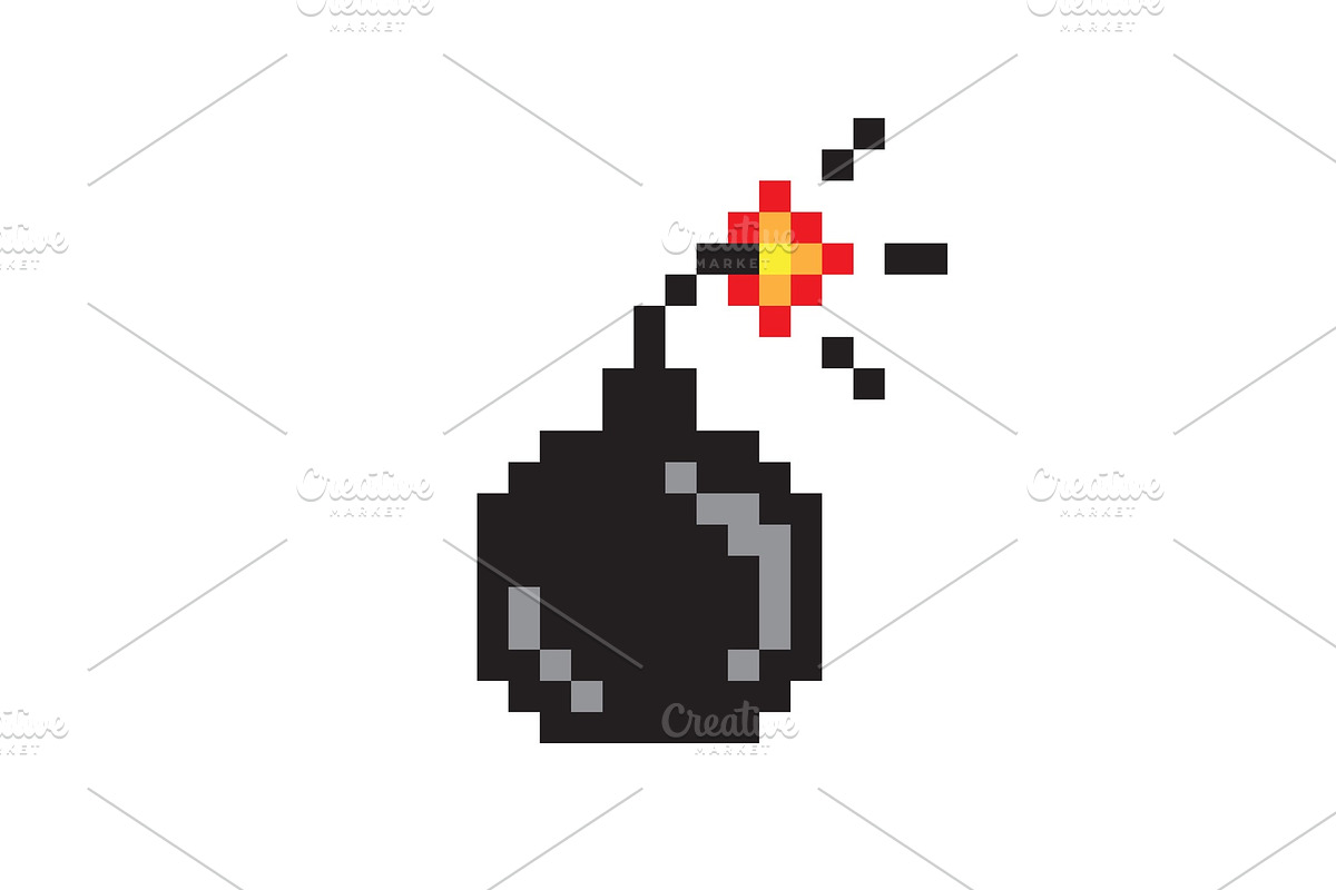 Black Bomb Pixel Art, Colorful in Objects - product preview 8