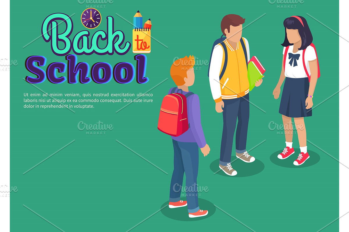 Back to School Poster with Teenage in Objects - product preview 8