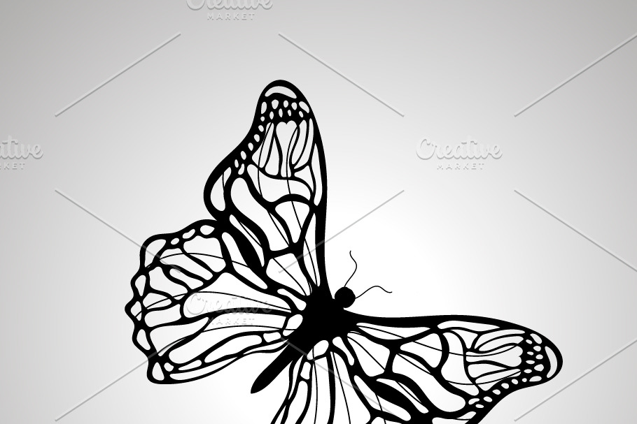 Butterfly icon, black silhouette in Icons - product preview 8