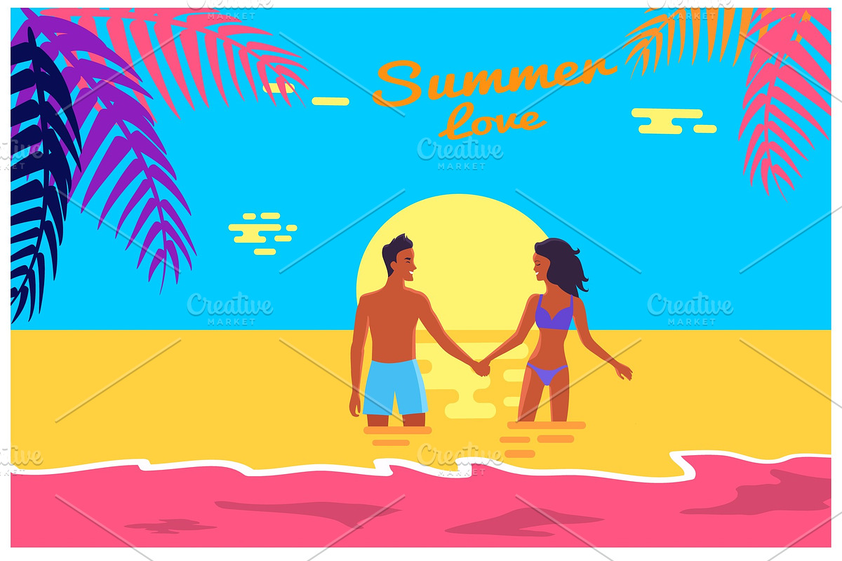 Summer Love Poster of Happy Couple in Objects - product preview 8