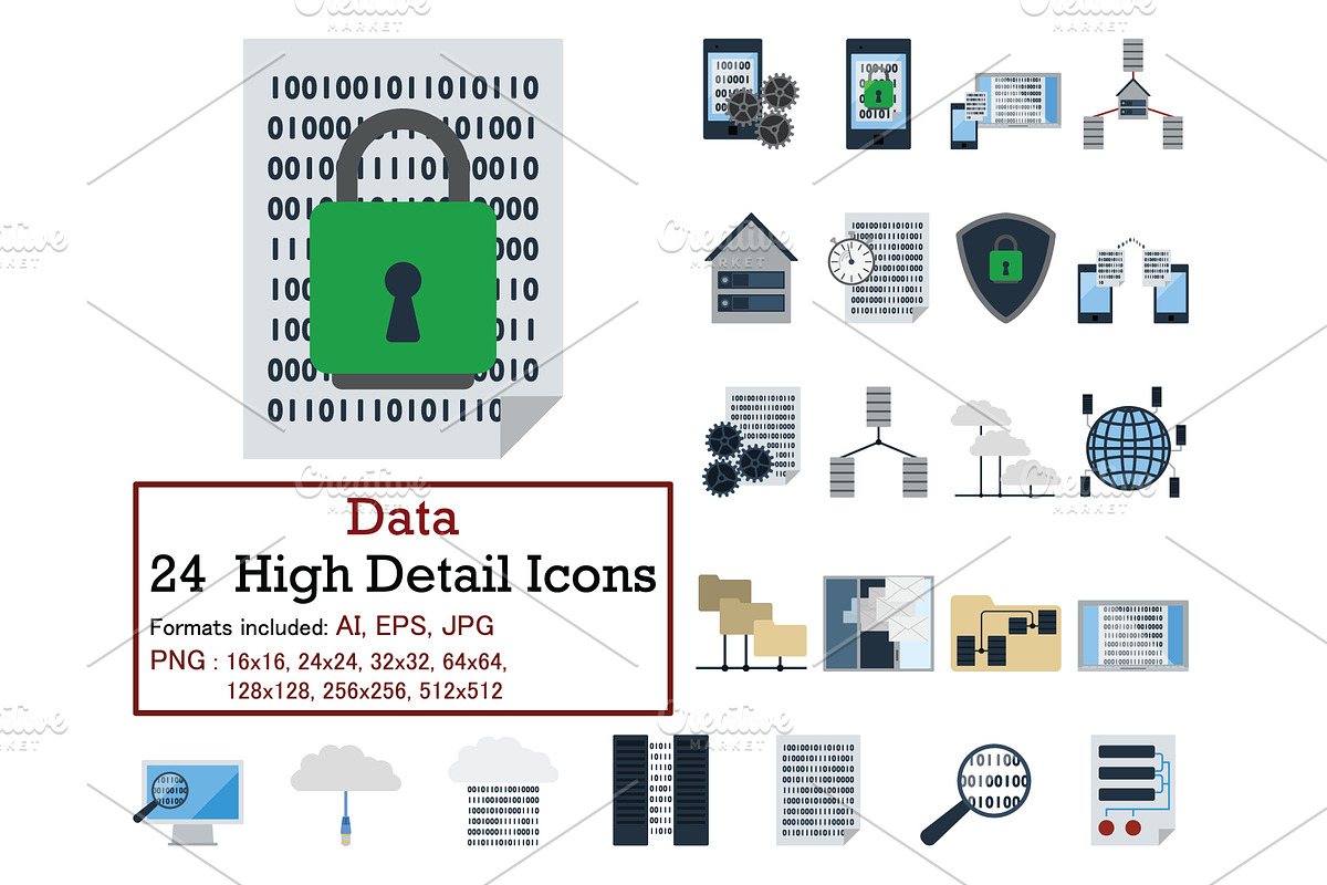 Set of 24 Data Icons in Icons - product preview 8