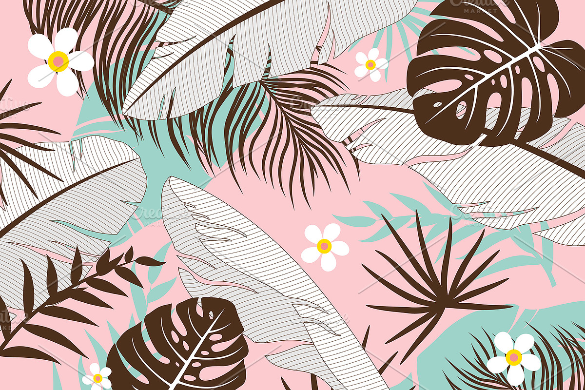 Tropical leaves background in Illustrations - product preview 8