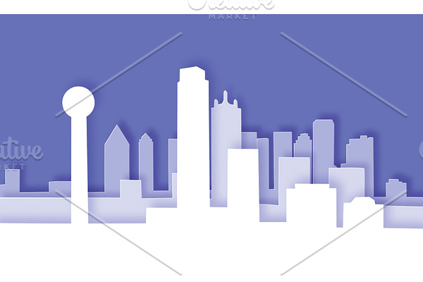 Paper cut style Dallas city, vector