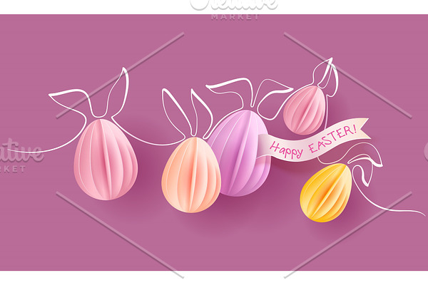 Happy Easter card paper eggs with