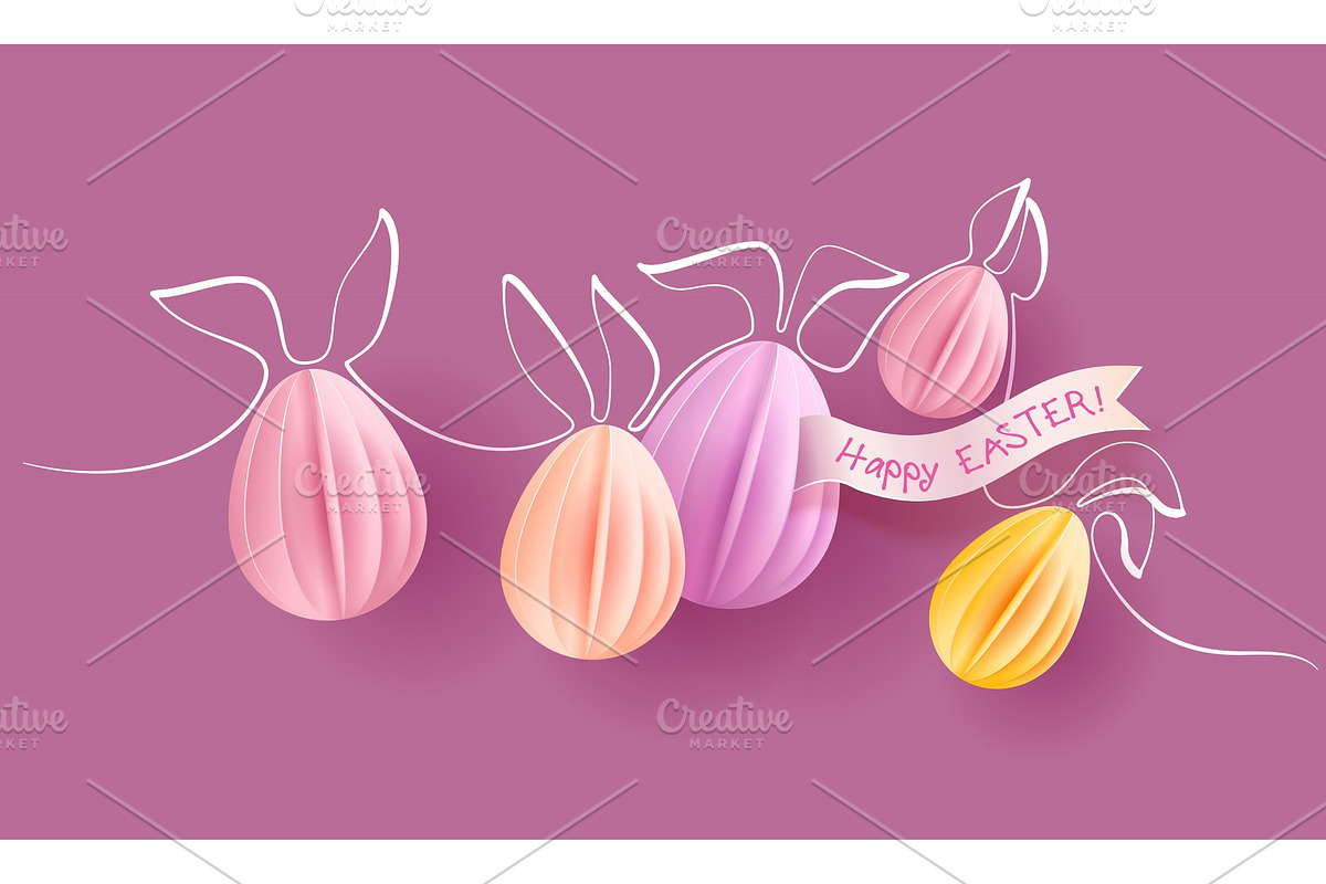 Happy Easter card paper eggs with in Illustrations - product preview 8