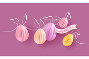 Happy Easter card paper eggs with