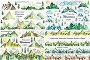 Big Set of Watercolor Mountains