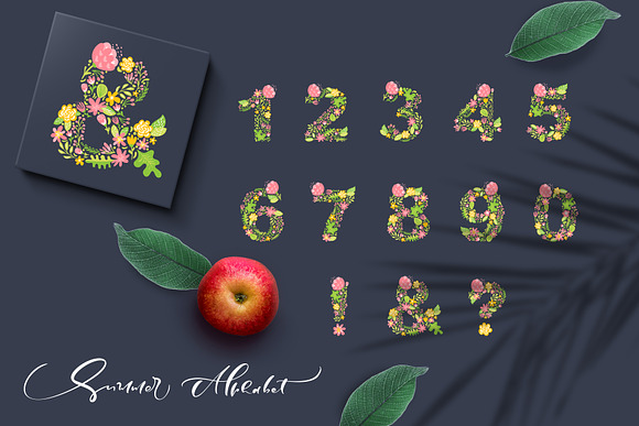 Hand Drawn Summer Flower Alphabet SV in Objects - product preview 3