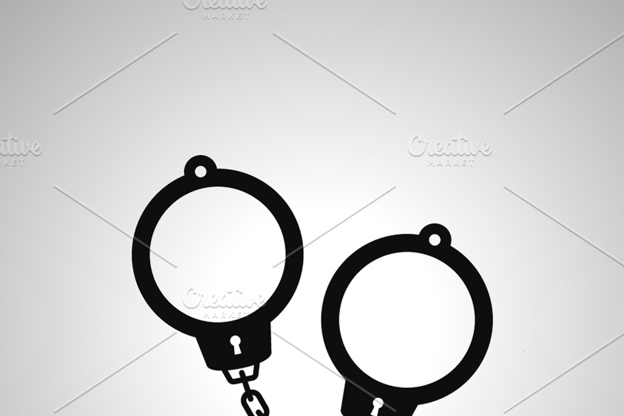 Police handcuffs, simple black icon in Icons - product preview 8