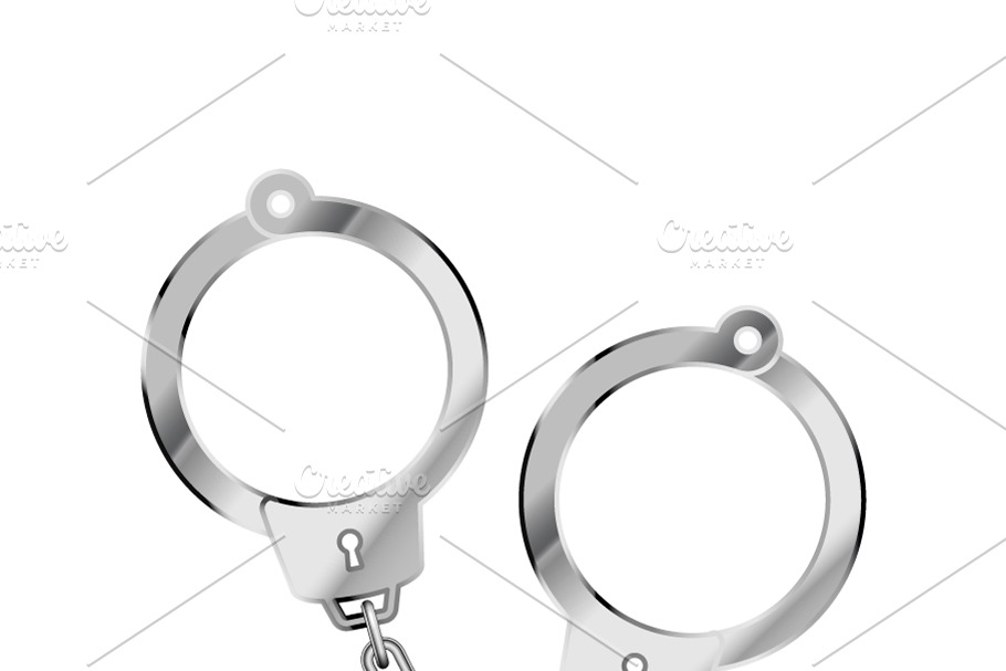 Glossy metal police handcuffs in Objects - product preview 8