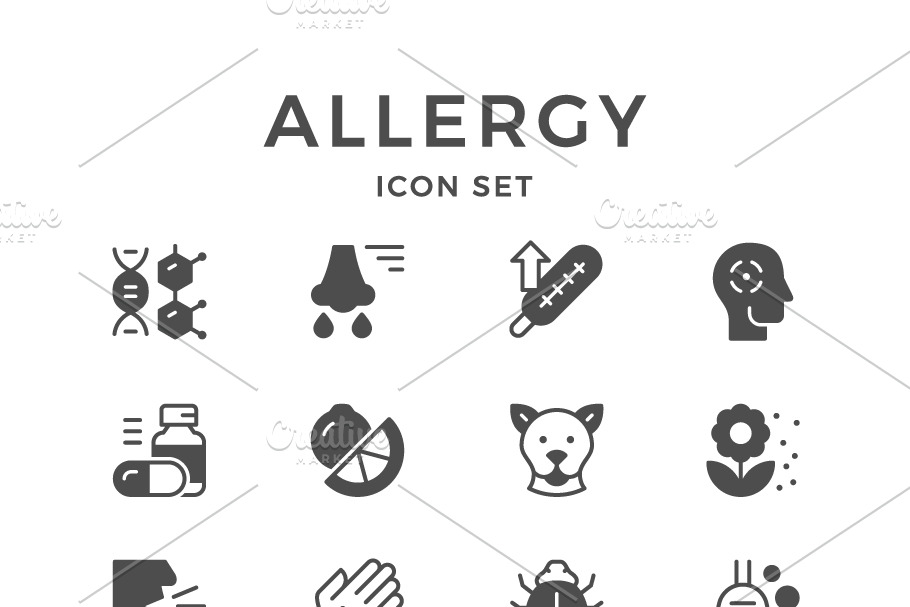 Set icons of allergy in Icons - product preview 8