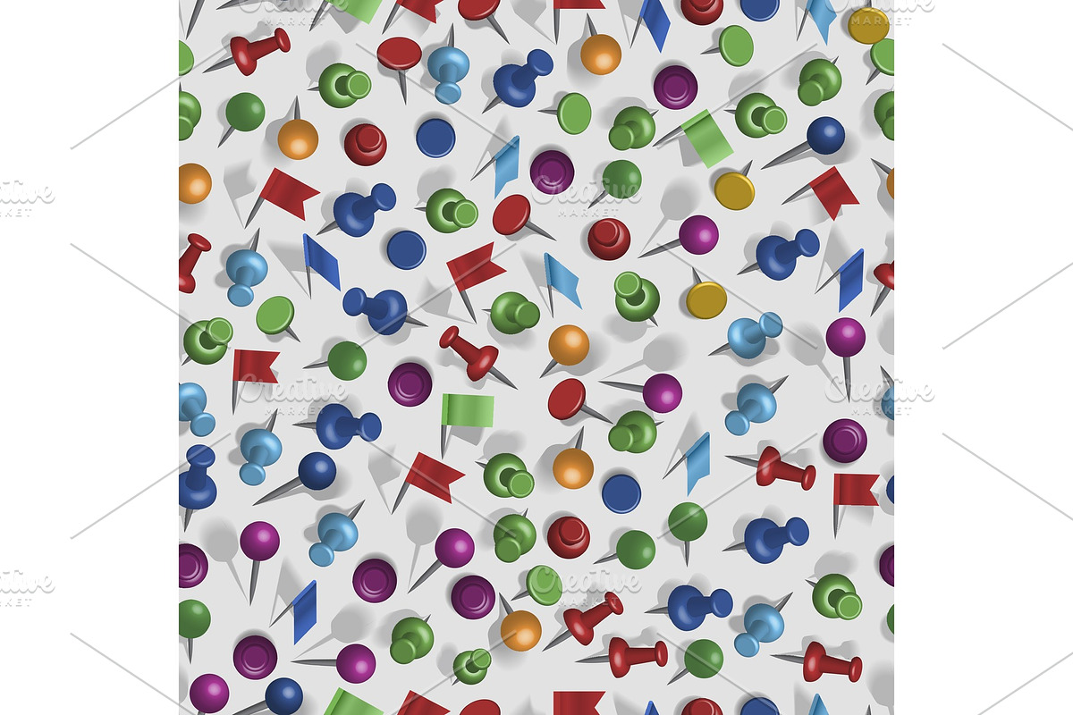 Pins vector seamless pattern colored in Objects - product preview 8