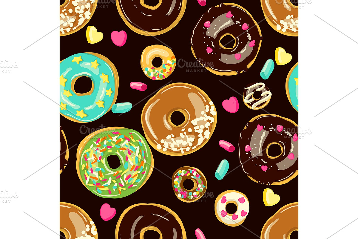 Glazed Donuts seamless pattern in Patterns - product preview 8