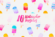 10 Watercolor Popsicles