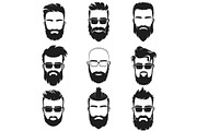 Bearded stylish hipster men faces