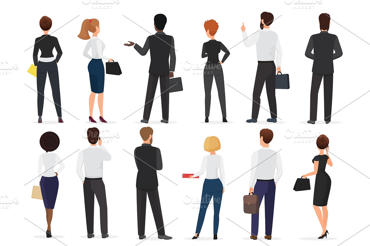 Back view of business office people in Illustrations - product preview 8